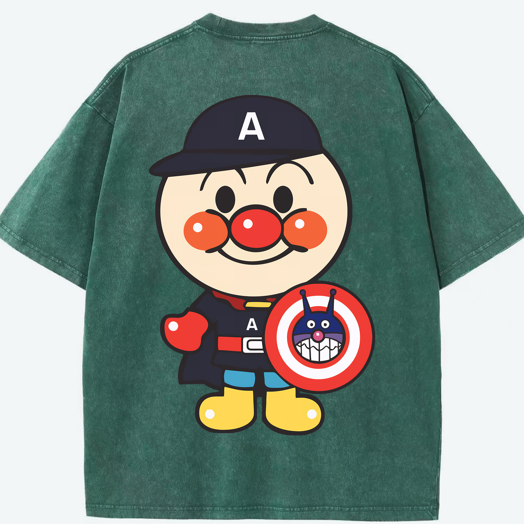 （画像用） アンパンマン Anpanman 綿100% ヴィンテージ風 半袖Tシャツ（背面プリント）